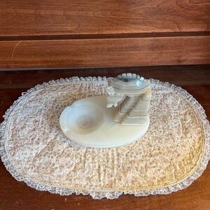 Hand-Carved Onyx Trinket Dish - Cream Onyx Decorative Tray